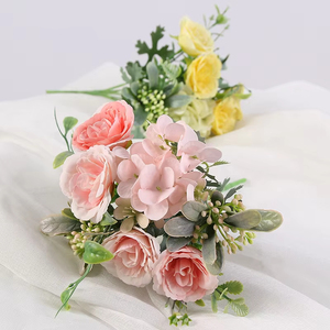 Ramo de <span class=keywords><strong>Flores</strong></span> Artificiales de Seda para Boda, Decoración de Interiores para el Hogar, <span class=keywords><strong>con</strong></span> Plantas Verdes, Temporada 4, Cabezas de Rosa Marí<span class=keywords><strong>a</strong></span> - Product Image 3