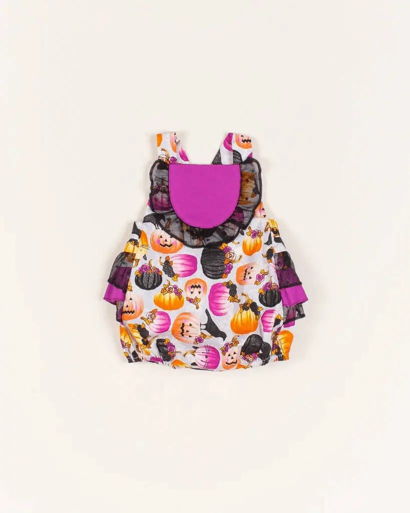 2021 Halloween hot sell baby clothes purple pumpkin print baby girl's romper