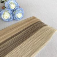 Pabrik Qingdao 100% rambut manusia Panjang Rusia ekstensi rambut pakan Genius ditarik ganda tidak terlihat