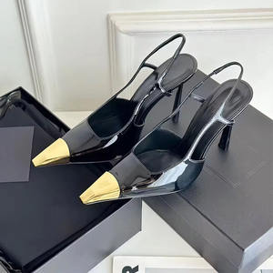 Chaussures Femme 2025 Noires de Style Italien, Sandales Sexy à Bout Ouvert, Bride Arrière, Élégantes, Capuchon Métallique - Product Image 6