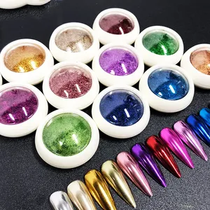 1/2pcs Silver Gold Metal Chrome Nail Powder <b>Mirror</b> Effect Metallic Nail Glitter Pigment Approx 0.3g Nail Art Rubbing Chrome Dust - Product Image 3