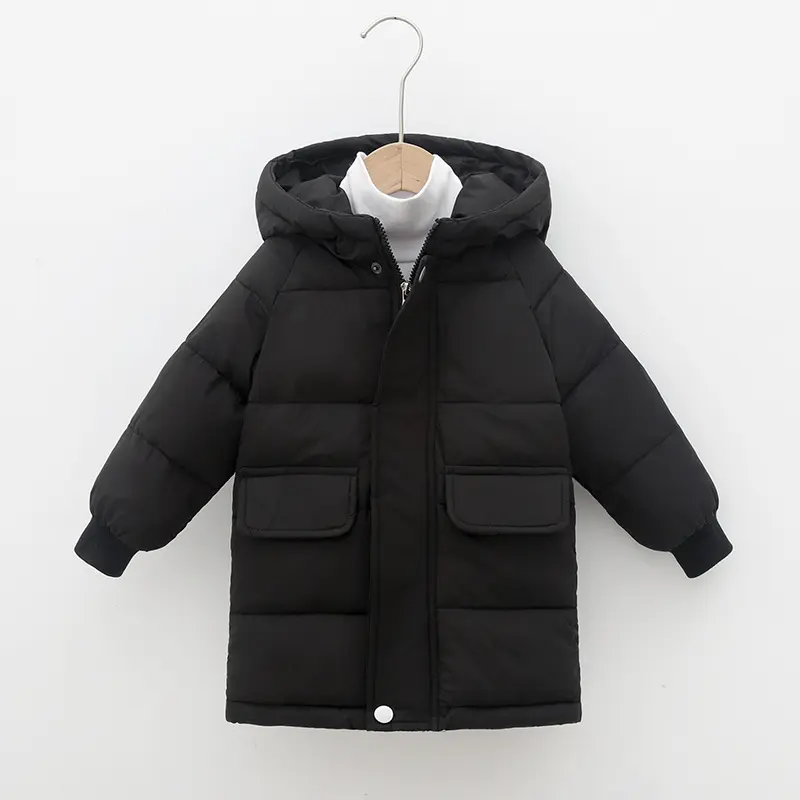 Fashion Children Kids Unisex Padded Jacket Clothing Long Style Thick Down Cotton Winter Coats Boys and Girls