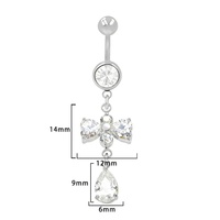 Gaby Nouveau Design Tendance Zircon Rose Étanche Plaqué Or Acier Inoxydable Cadeau de Mariage Piercing Anneau de Nombril Pendante