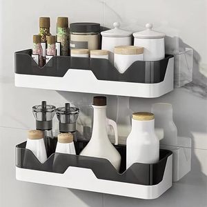 Free Drilling Double Eco-Friendly Plastic <b>Wall</b> <b>Mounted</b> Bathroom Storage Rack for Tools <b>Shelves</b> Basket Shower <b>Shelf</b> Organizer - Product Image 3