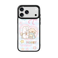Coque de téléphone AG Feeling Black Edge avec motif Lapin d'amour doré pour iPhone 17, 17 Pro Max, 16 Pro, 15, 15 Pro Max – Coque magnétique