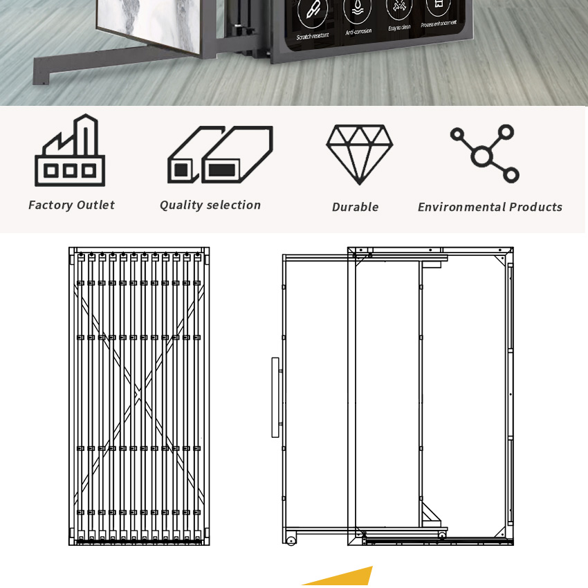 Tsianfan New Arrival Tile Sliding Rotating Frame Rack Display Stand for Showroom Granite Panel Marble Cabinet Sintered Stone