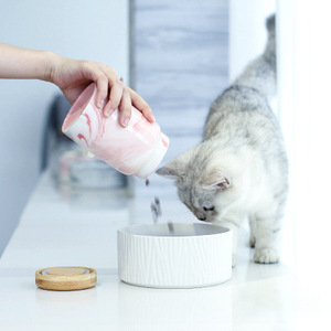 Pot de stockage des aliments, pot d'eau en céramique de ml, pour conserver les animaux domestiques, les chiens et les chats, les oiseaux, avec couvercle en bois luxueux et scellé - Product Image 3