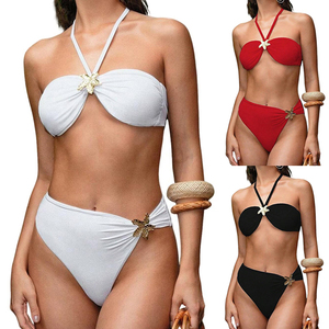 Ventes flash d'été : ensembles <span class=keywords><strong>de</strong></span> bikinis sexy à deux pièces sans bretelles pour femmes, bandeau, coupe haute, <span class=keywords><strong>maillot</strong></span> <span class=keywords><strong>de</strong></span> <span class=keywords><strong>bain</strong></span> à nouer - Product Image 2