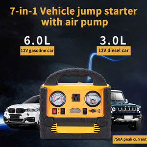 Démarreur de batterie de voiture 12V avec compresseur d'air, <span class=keywords><strong>gonfleur</strong></span> de pneus 260PSI, <span class=keywords><strong>station</strong></span> d'alimentation portable, onduleur 110V 400W avec prise AC/DC/USB - Product Image 2