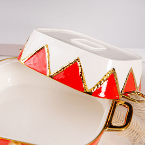 Свадебная Вечеринка Роскошная красная черная зеленая окрашенная прямоугольная керамическая запеканка для буфета подогреватель сервировочная посуда набор из 3 предметов - Product Image 6