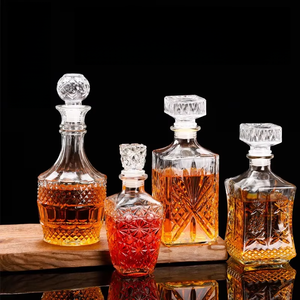 Juego de Botellas de <span class=keywords><strong>Vino</strong></span> Tinto de Vidrio Soplado Sellado Moderno para el Hogar, Dispensador de Botellas Vacías, Decoración para Mueble Bar - Product Image 5