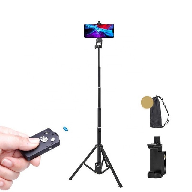 Portable Selfie Stick 16.5 to 77 Inch Foldable 3 in 1 Extendable Grip Phone Shooting Stick Tripod Stand With BT Remote Control