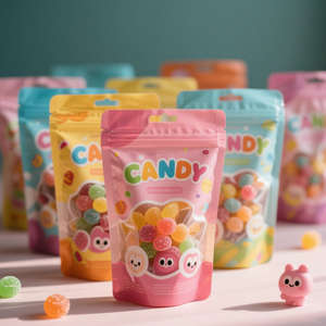 LOGO personalizzato stampato in lamina Snack caramelle cioccolato Stand up sacchetto richiudibile Mylar alimenti per bambini con chiusura a Zip sacchetti di plastica - Product Image 1