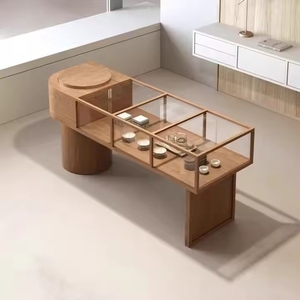 Tủ kính tối giản hiển thị trường hợp với <span class=keywords><strong>LED</strong></span> chiếu sáng gỗ Showcase cho đồ trang sức đồng hồ mỹ phẩm - Product Image 1