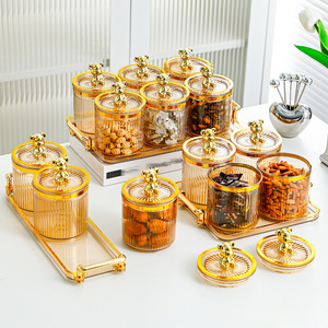 Bocaux à épices hermétiques en plastique, forme cylindrique avec couvercle, pour le stockage alimentaire en cuisine 59684 - Product Image 1