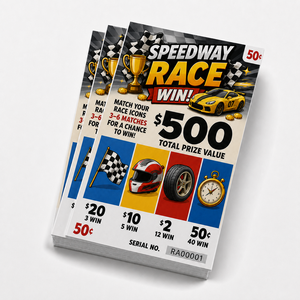 Free Design Custom Print Traffic Jam Theme Double Sided Variable Data Pull Tab Tickets Instant Prize Break Open Tickets - Product Image 4