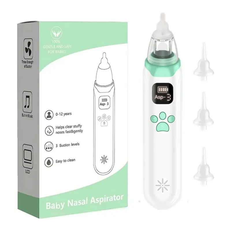 Limpiador de nariz higiénico rápido seguro Aspirador nasal eléctrico para niños para bebés con 3 puntas de silicona