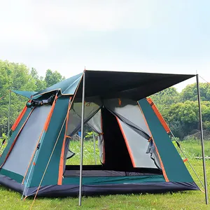4 큰 창문 자동 퀵 오픈 비치 캠핑 텐트 8-12 명 방수 야외 가족