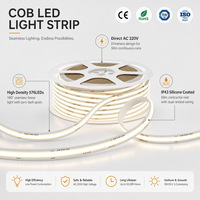 Bande LED COB sans pilote AC 220V 10mm 576 LED 12W 4000K Blanc Neutre IP43 Silicone 50m de long pour plafond encastré