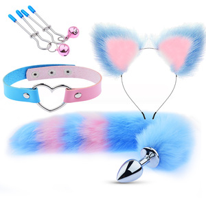 Coda di volpe e orecchio di gatto Sexy fermaglio anale spina quattro pezzi Set per adulti giocattoli sessuali - Product Image 1