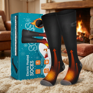 Factory Custom Electric Heated <b>Socks</b> 3 Temp Levels Rechargeable Long Tube <b>Thermal</b> Foot Warmer Washable Nylon Blend - Product Image 5