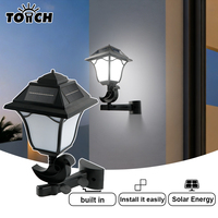 Lampu LED Retro Eropa Bertenaga Surya untuk Taman Luar Ruangan, Lampu Lanskap Halaman, Pot Bunga, Lampu Pilar Tenaga Surya