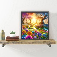 Kit de Peinture Diamant Paysage Fait Main 30x30cm, Diamants Ronds Complets 5D, Acrylique, Décoration Moderne pour Salon, Peinture Diamant pour Débutant