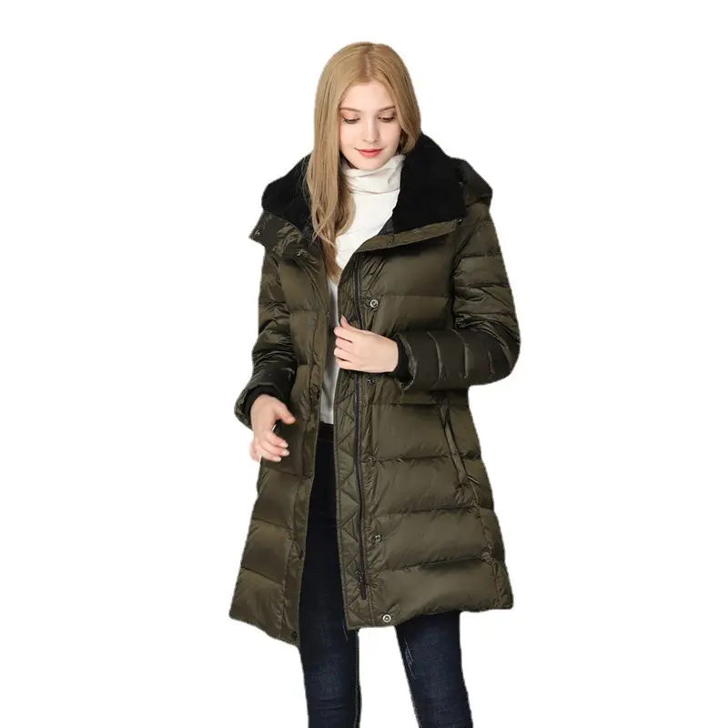 Winter Long Quilted Clothes Women's Down Jacket Hooded Winter Puffer Coat Woman