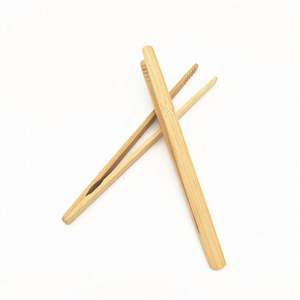 Pince à thé en bambou pince à tasse anti-brûlure accessoires de service à thé courbé droit avec corde - Product Image 5