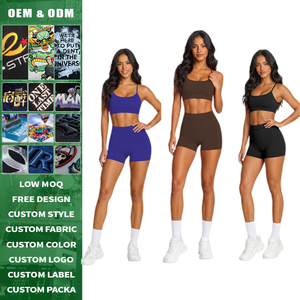 High Quality Custom Logo High Waist Tummy Control Leggings with Sports Bra Set <b>Women</b> - Product Image 2