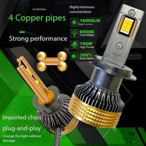 EURS Nouveau 300W Quatre Tube de Cuivre Haute Puissance LED H4 Phare H1 H7 H11 9005 12V 24V Phare Usine Approvisionnement Direct Vente Ampoules de Voiture - Product Image 6