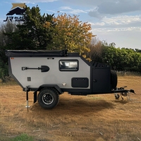 Structure en aluminium durable Remorque de camping tout-terrain Norme américaine 15 pieds Caravane à toit relevable avec pneus tout-terrain