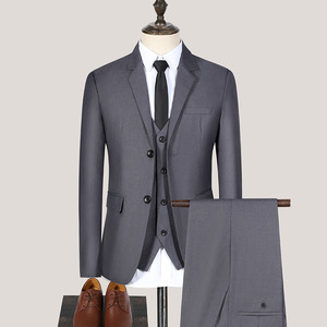 Traje de Tres Piezas para <span class=keywords><strong>Hombre</strong></span>, Corte Slim, Estilo Ejecutivo, para Primavera y Otoño, Ideal para Bodas y Eventos - Product Image 2