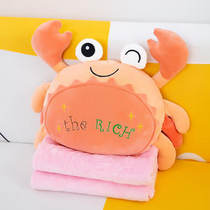 AIFEI TOY weich süß Coral Samt Krabben Klimaanlage Decke 2 In 1 Schlaf kissen Tier Plüsch tier für Siesta kälte beständig - Product Image 6