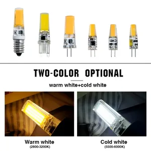 1-10pcs G4 <span class=keywords><strong>LED</strong></span> <span class=keywords><strong>G9</strong></span> COB đèn 3W 6W bóng đèn E14 AC DC 12V 220V nến đèn lạnh/ấm trắng thay thế halogen cho đèn chùm Spotlight - Product Image 5