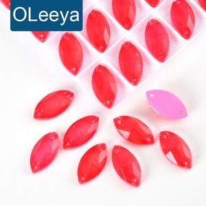 OLeeya Nevette Siam Neon Sew on Flat Back Strass Sew on Rhinestone With 2 Holes Drilled for Wedding <b>Decorations</b> - Product Image 1
