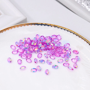 Strass pour nail art 5x7mm, ovales irisés à dos plat, décorations de nail art DIY scintillantes - Product Image 3
