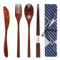 Vente chaude en gros OEM ODM couteau en bois cuillère fourchette baguettes ensemble de vaisselle d'extérieur portable pour la cuisine et la maison
