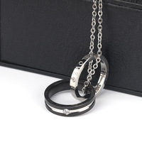 Junxin — bague en acier inoxydable, pour femmes, ensemble cadeau de Couple, en or Rose, noir, collier pour amoureux