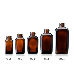 Wholesale 10ml 20ml 30ml 50ml 100ml Glass Cosmetic Skincare Oil Dropper Bottle Amber Square Face Essential Oil Packaging