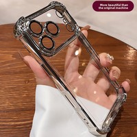 Étui de protection transparent à quatre coins pour 17 Pro Max Air 16, avec coussin d'air et design anti-chute intégral électroplaqué