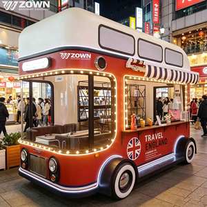 Camion de restauration mobile électrique Travel England Red Double Decker, chariot à café et à thé avec éclairage LED et design drapeau britannique - Product Image 1