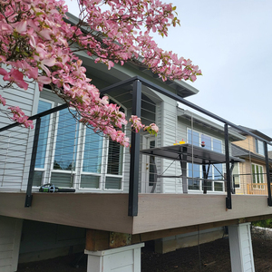 Rampe de balcon de jardin en acier inoxydable 304 de conception moderne pour terrasse extérieure avec câble et <span class=keywords><strong>PVC</strong></span> pour villa - Product Image 3