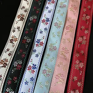 Ethnic Style Lace Jacquard Webbing Woven Tape Small Flowers For Garment Accessories Width 2.5 Cm ST-959