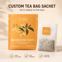 Custom Eco Friendly Kraft Paper Tea Sachet Bag With PLA Heat Sealable Biodegradable Packaging