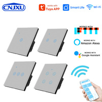 Interruptor de Pared Inteligente, Interruptores de Luz WiFi Tuya para Hogar Inteligente, Panel Táctil, Control Remoto, Interruptores Eléctricos Inteligentes de Pared de Vidrio