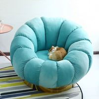 Canapé en velours moderne et créatif confortable pour salon, canapé de détente pour enfants, fauteuil individuel en forme de citrouille