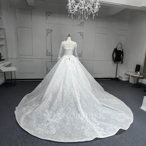 Vestido de Novia ANY43 con Lentejuelas, Escote Corazón, Estilo Princesa, con Apliques de Pedrería, Encaje, Cristal, Cola de Capilla, Largo hasta el Suelo, Natural - Product Image 4