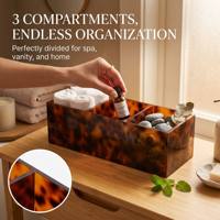 Organisateur de pinceaux de maquillage en acrylique motif écaille de tortue, support à stylos en acrylique transparent, rangement pour pinceaux cosmétiques avec 3 compartiments
