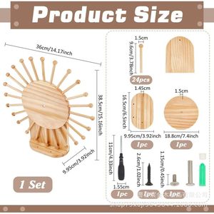 Solid Wood Wall Mounted Tie Scarf <b>Hanger</b> Round <b>Key</b> Rack Clothing Organizer 1 Layer - Product Image 2